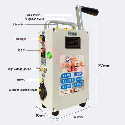 Générateur à manivelle à main DC12V 30W Chargeur de téléphone portable extérieur Boîte de jonction d'alimentation portable