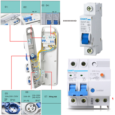 C.A. électrique en plastique 220v -250v 16A de boîte de la prise IP67 électrique extérieure imperméable