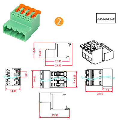 5.08mm Pitch PCB Blocs de borne branchables Levier presse rapide Crimp Docking Socket Plug