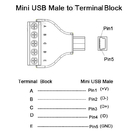 Jack masculin ou féminin de mini USB à l'adaptateur de 5 Pin Screw Terminal Blocks Connector
