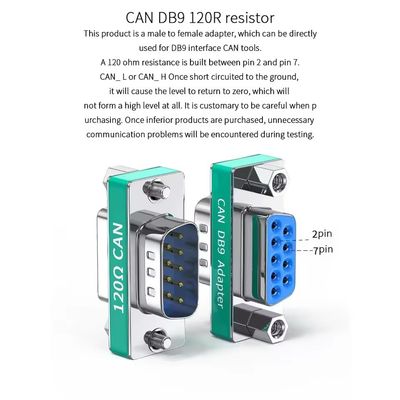 Connecteur DB9 mâle vers femelle pour conversion CAN Bus Port série Résistance de terminaison intégrée de 120 ohms 1