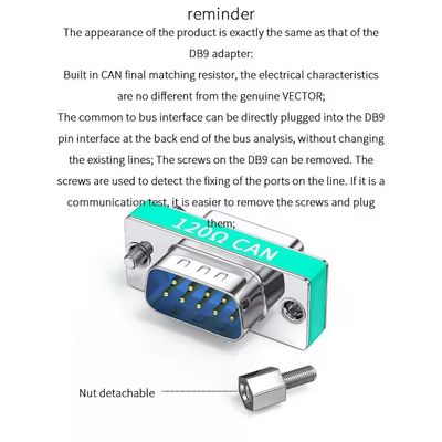 Connecteur DB9 mâle vers femelle pour conversion CAN Bus Port série Résistance de terminaison intégrée de 120 ohms 1