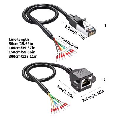 Réseau RJ45 8P8C Connecteur à 8 bornes de ferrules Cable de 150 cm pour RS 232 485 Communication