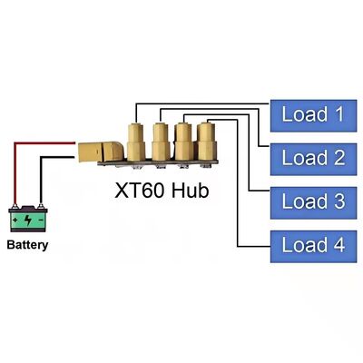 XT60 / XT90 vers 4 voies XT60 Prise 200A Hub de distribution de câblage d'alimentation Carte de dérivation pour drones à télécommande, bateaux et robots