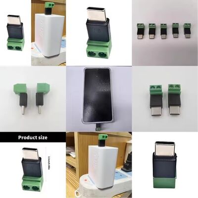Adaptateur USB Type C mâle vers bornes à vis 2 broches 5V vert pour la charge de téléphones portables et d'ordinateurs