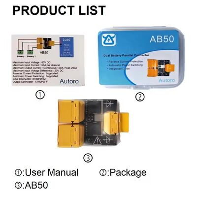 Connecteur XT60 Adaptateur de charge à double batterie Plaque parallèle avec commutation automatique pour batterie LiPo de drone RC