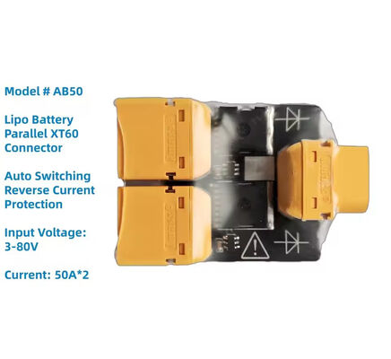 Connecteur XT60 Adaptateur de charge à double batterie Plaque parallèle avec commutation automatique pour batterie LiPo de drone RC