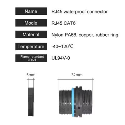 IP68 étanche RJ45 Connecteur réseau blindé Circulaire Cat6A RJ45