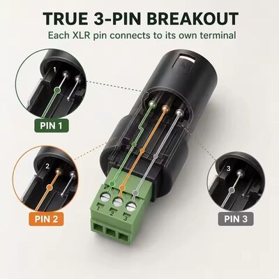 XLR 3 broches prise à vis terminaux de convertisseur de rupture audio adaptateur pour haut-parleur microphone stage Lighting Mixer