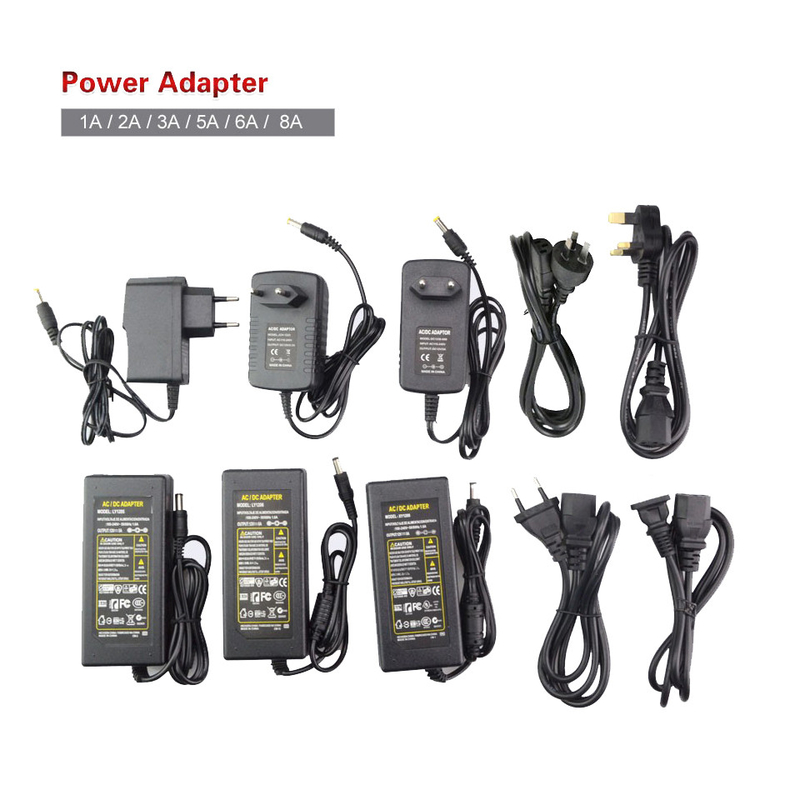 C.A. à la prise de changement du R-U d'AU d'UE USA de l'adaptateur 5.5x2.5mm de chargeur d'alimentation d'énergie de C.C 12V 24V 1A 2A 3A 5A 6A 8A